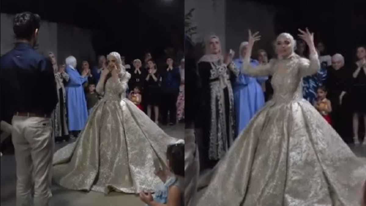 مشهد مؤثر لعروس لبنانية تغني بلغة الإشارة لعريسها الأصم .. فيديو