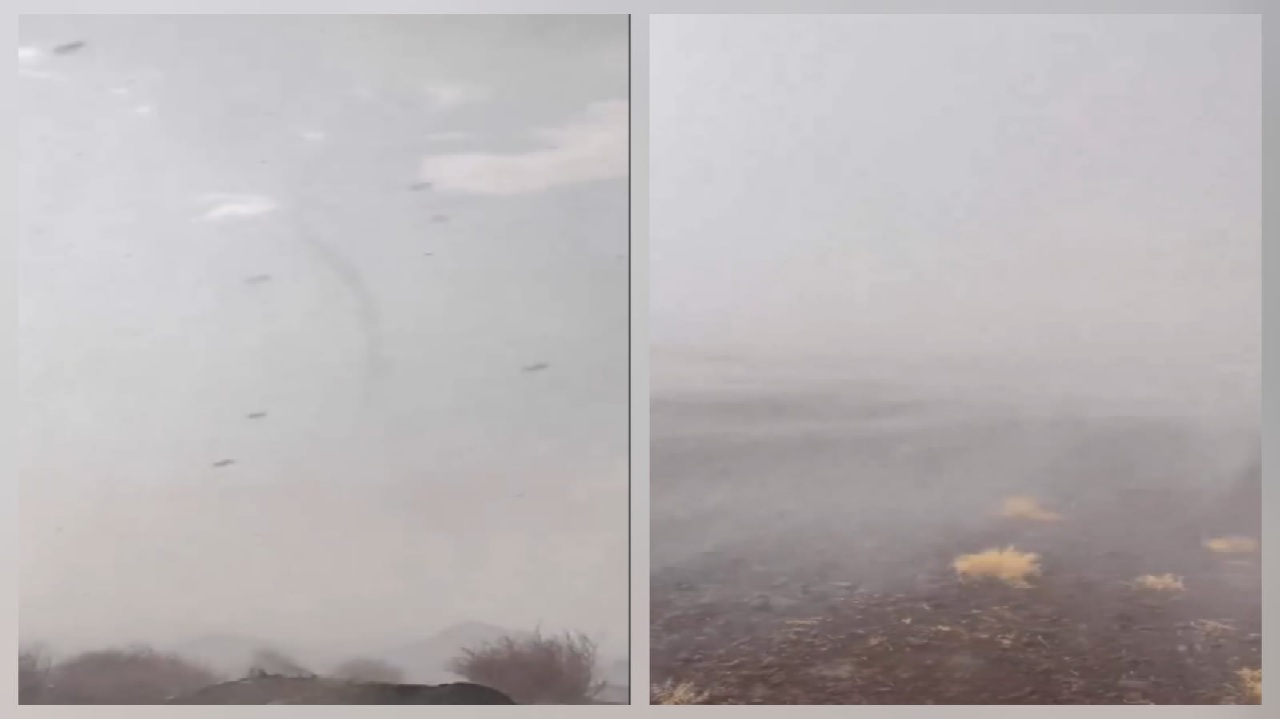 الجهني يوثق لحظة تشكل إعصار قمعي جنوب المدينة المنورة.. فيديو