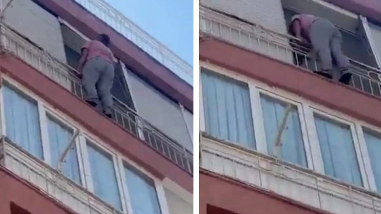 مشهد صادم لرجل يحاول الانتحار بعد رفع زوجته دعوى طلاق.. فيديو