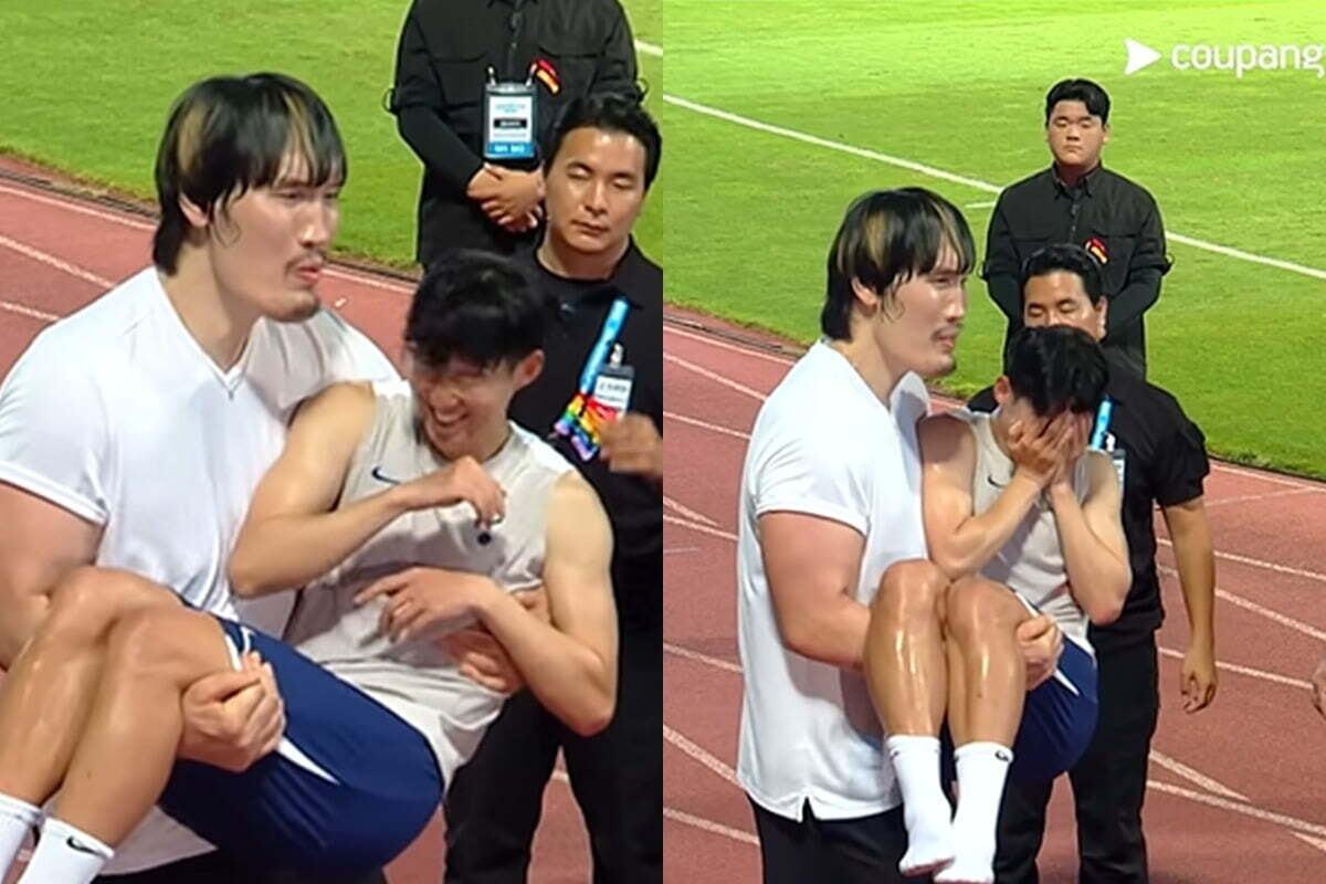 مقاتل عملاق يودع سون بطريقة طريفة.. صور