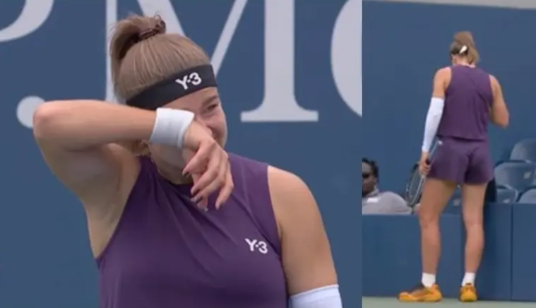 لاعبة تنس تدخل في نوبة بكاء بعد رؤية صديقها السابق.. صور