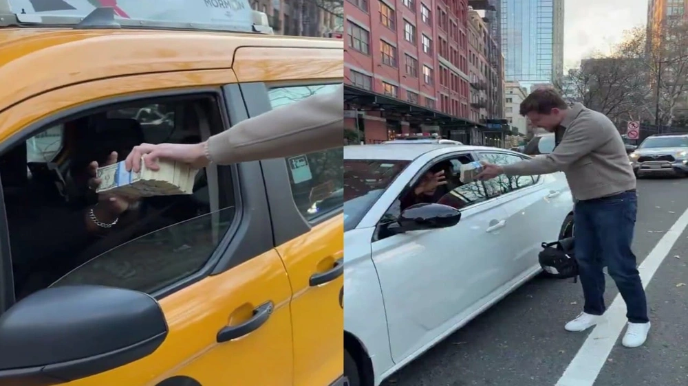 مستر بيست يوزّع مبالغ مالية على عدد من المارة بالشارع.. فيديو