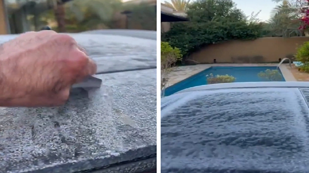 مواطن يرصد تكون الصقيع على سيارته بالرياض .. فيديو