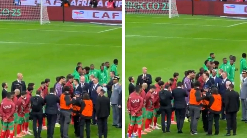 ولي عهد المغرب يصافح ياسين بونو قبل افتتاح كأس الأمم الإفريقية .. فيديو