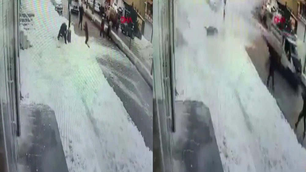 سقوط كتلة ثلج من سطح مبنى تودي بحياة فتاة.. فيديو