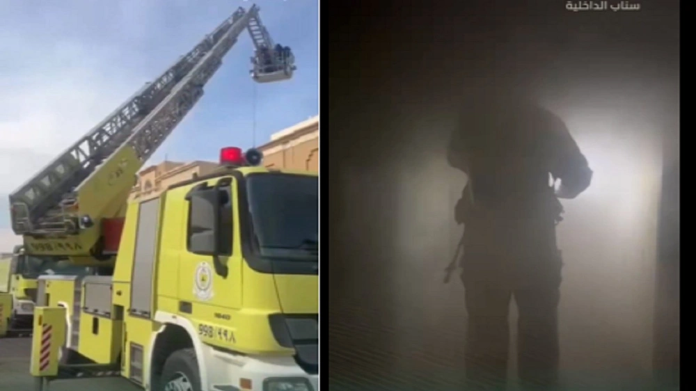 إنقاذ 9 أشخاص إثر حريق في شقة سكنية بتبوك.. فيديو