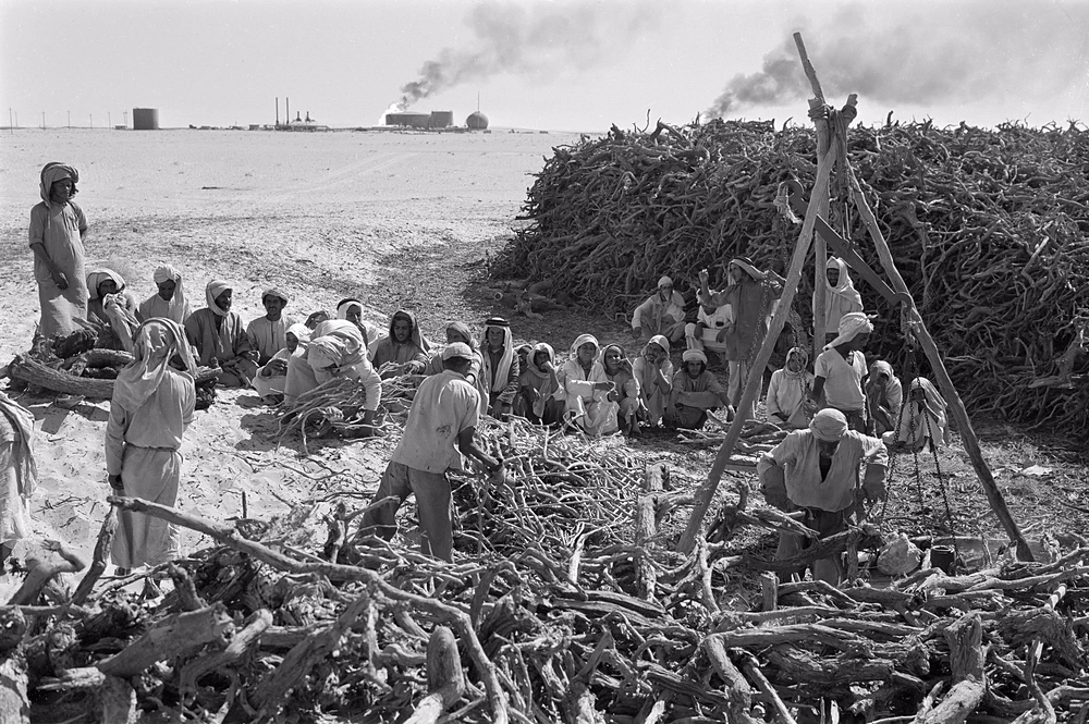لقطة قديمة لمجموعة من الموظفين في سوق الحطب