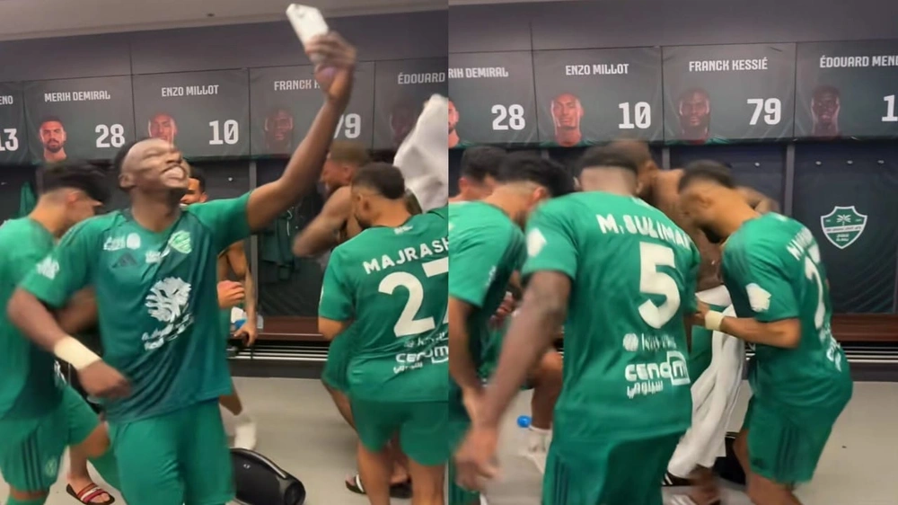 احتفالات ورقص لاعبي الأهلي بعد الفوز على النصر.. فيديو