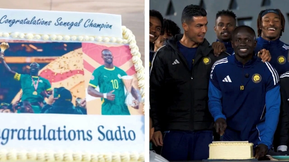 لاعبو النصر يحتفلون بـ ساديو ماني بعد تتويجه بأمم إفريقيا .. فيديو