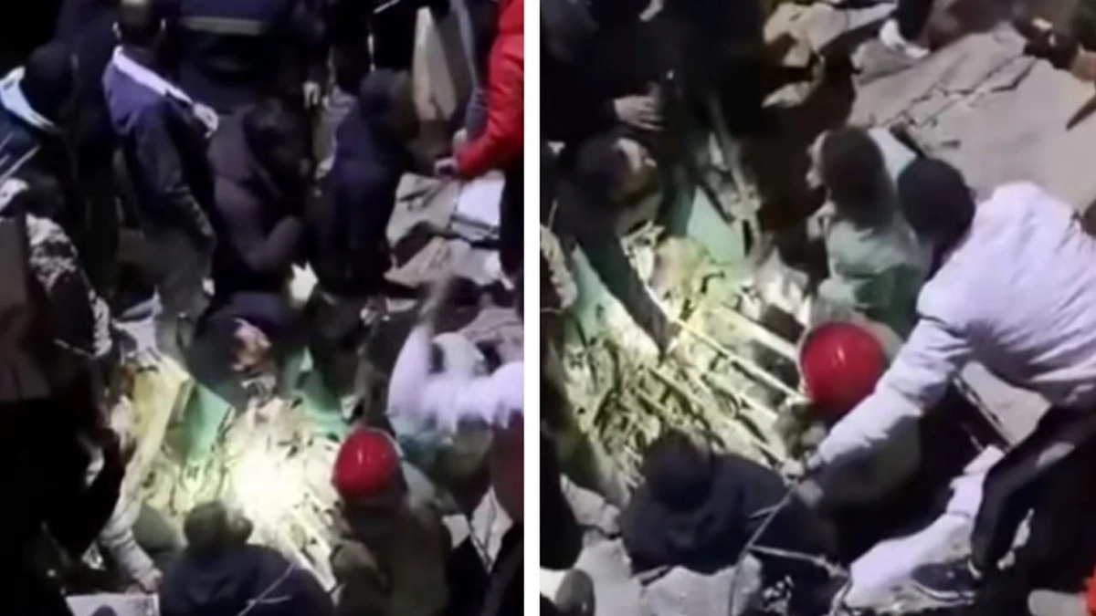 انهيار مبنى سكني في لبنان واحتجاز عائلة تحت الأنقاض .. فيديو