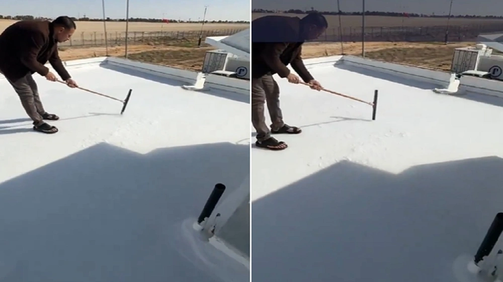 صقيع يتشكل فوق سطح مبنى برفحاء .. فيديو