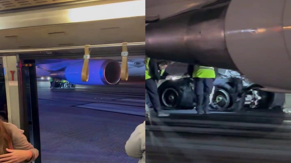 انفجار عجلات طائرة بسبب هبوط قوي في أتلانتا.. فيديو
