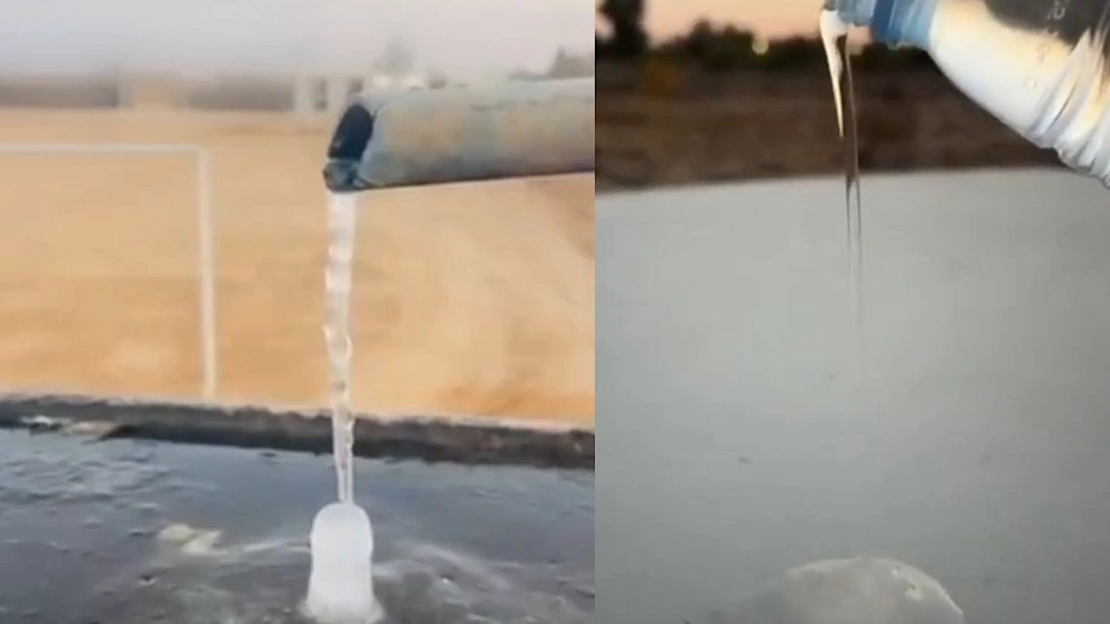 المياه تتحول إلى جليد في عدة مدن بسبب موجة البرد الشديد.. فيديو