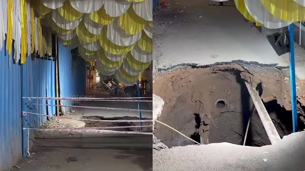 انهيار أرضي يوقف حفل زفاف بطريقة مروعة.. فيديو