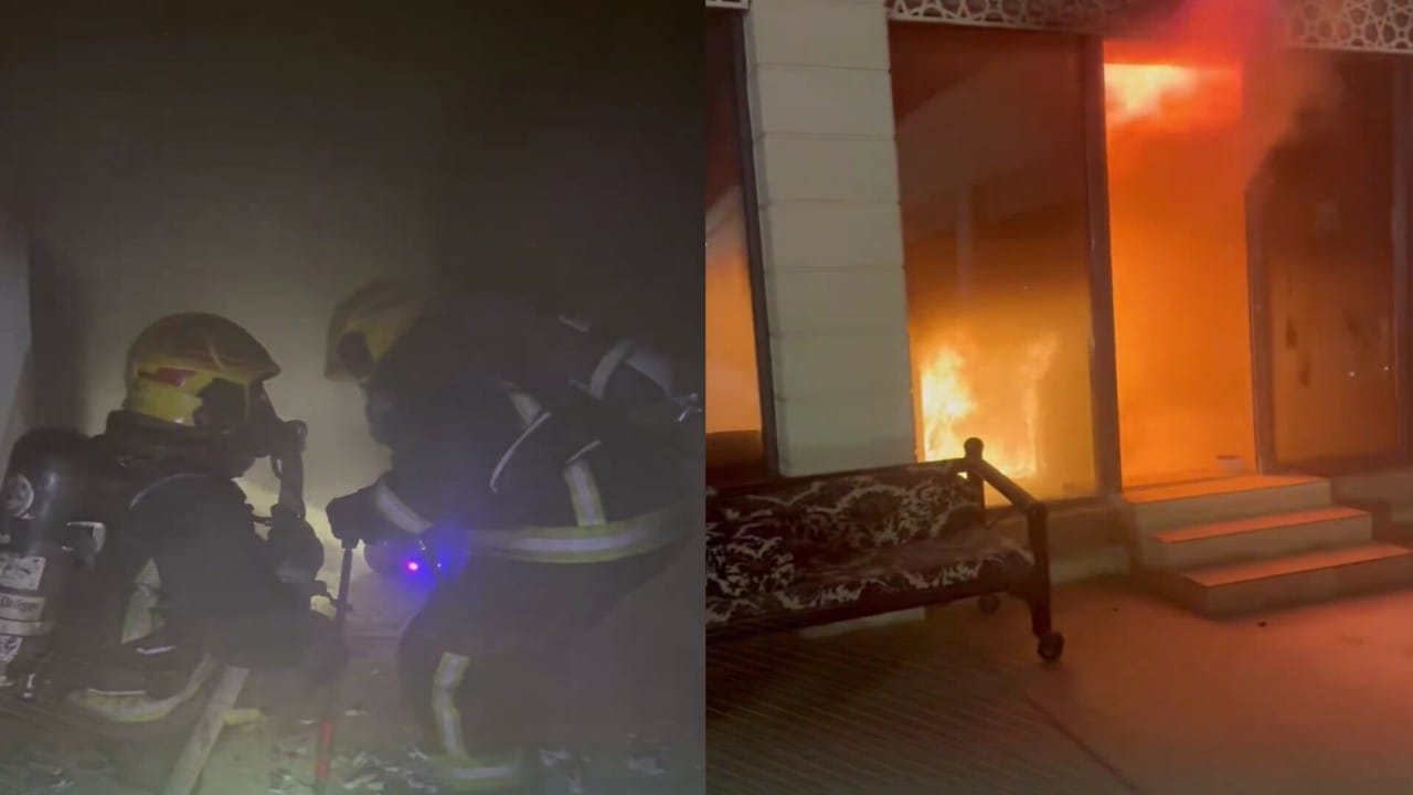 اندلاع حريق مفاجئ في قصر باور وسرعة استجابة الدفاع المدني.. فيديو