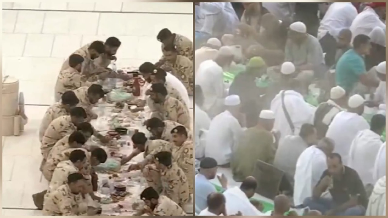 إفطار رجال الأمن بالحرم المكي بعد الاطمئنان على ضيوف الرحمن.. فيديو