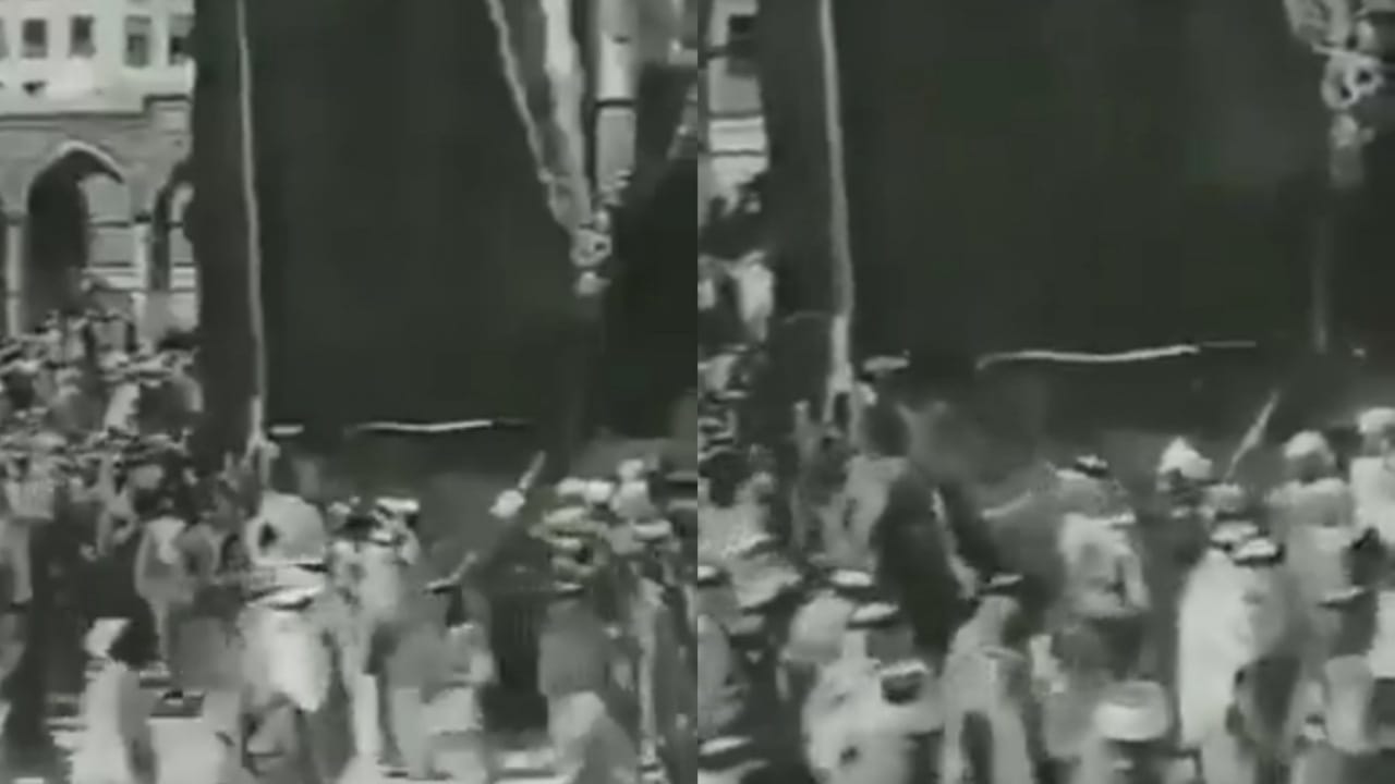 لقطات نادرة للملك عبدالعزيز أثناء الطواف قبيل غسل الكعبة قبل 84 عامًا .. فيديو