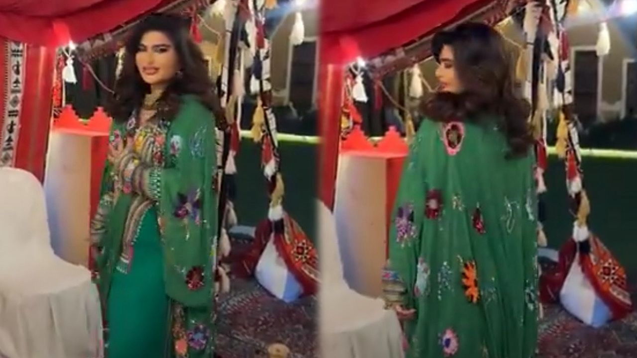 أميرة محمد تحتفل بيوم التأسيس بالزي السعودي..فيديو