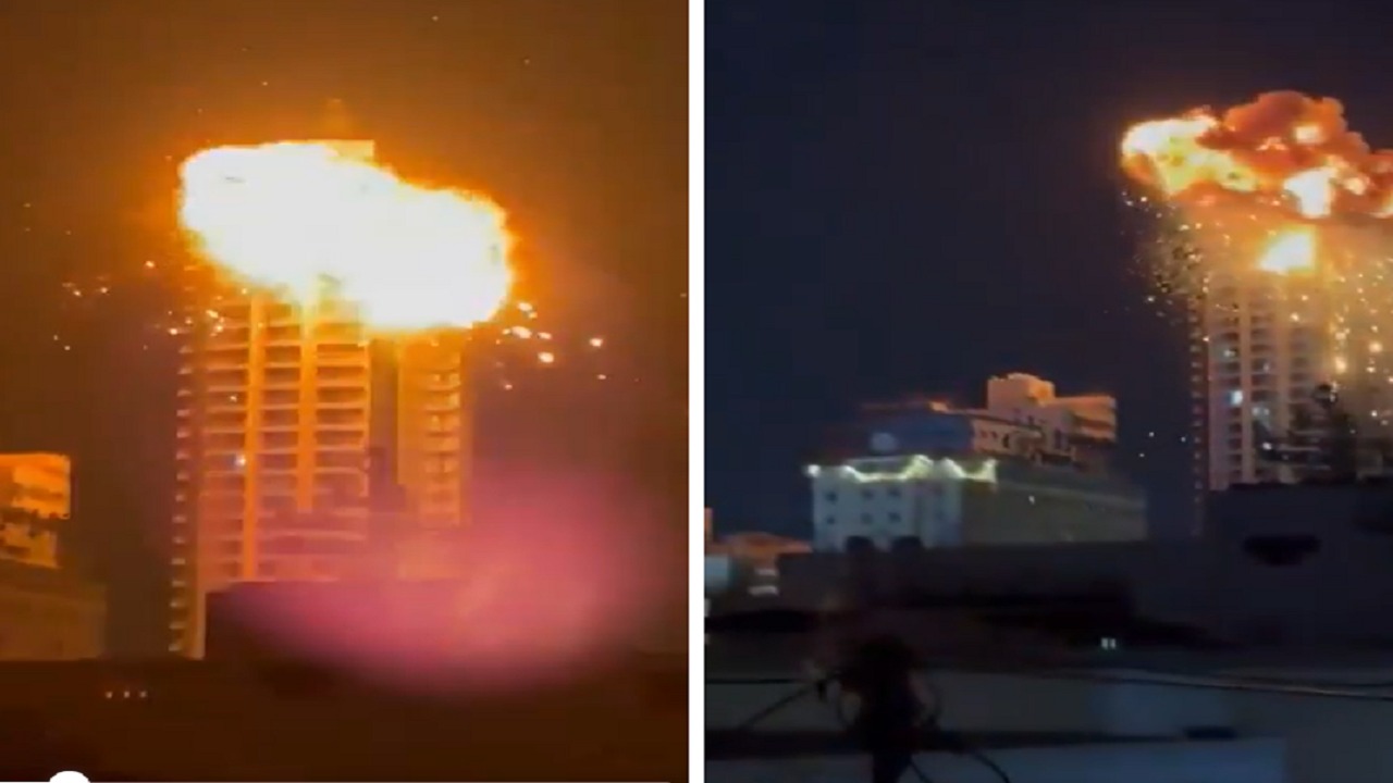 طائرة إيرانية مسيرة تستهدف مبنى شاهق في البحرين.. فيديو