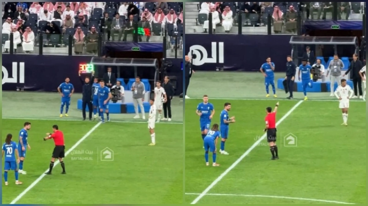 لحظة انفعال الحكم على نيفيز وطلبه رمي ربطة اليد.. فيديو