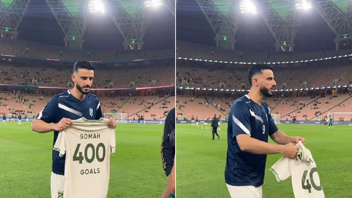 تعليق طريف لـ عمر السومة لحظة تكريمه بتسجيله لـ400 هدف .. فيديو