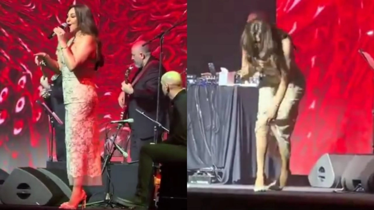 إليسا تتعثر على المسرح خلال حفلها في أبوظبي .. فيديو