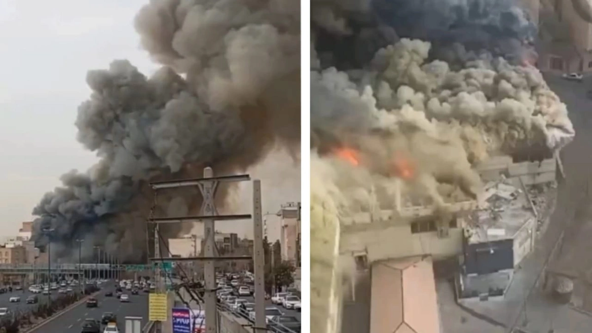 مشاهد مروعة لحريق ضخم يلتهم سوقًا تجاريًا كبيرا في إيران .. فيديو