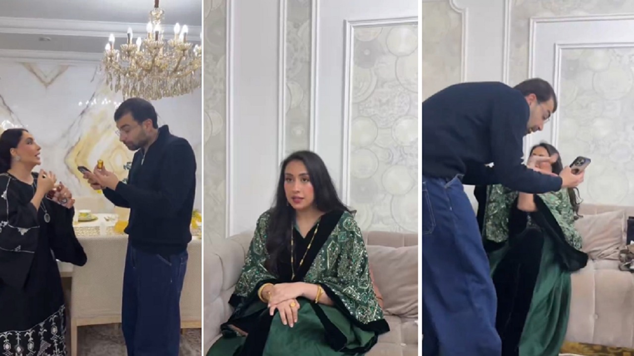 عقيل الرئيسي يحرج زوجته فرح ويكشف رسالتها أمام شقيقتها.. فيديو