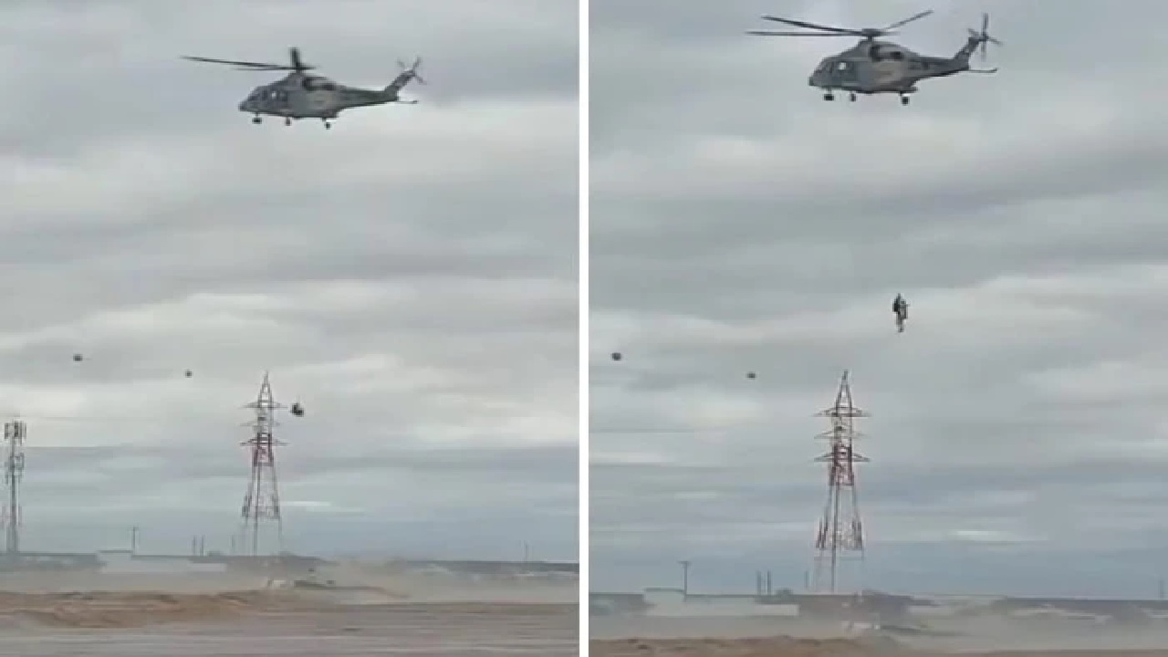 الطيران العماني يتدخل لإنقاذ سيارة جرفتها السيول.. فيديو