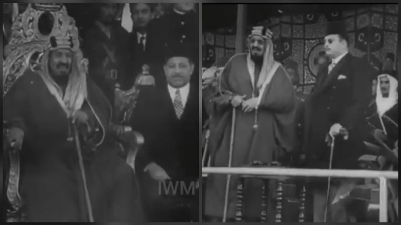 مشاهد تاريخية نادرة من زيارة الملك عبدالعزيز إلى مصر عام 1946.. فيديو