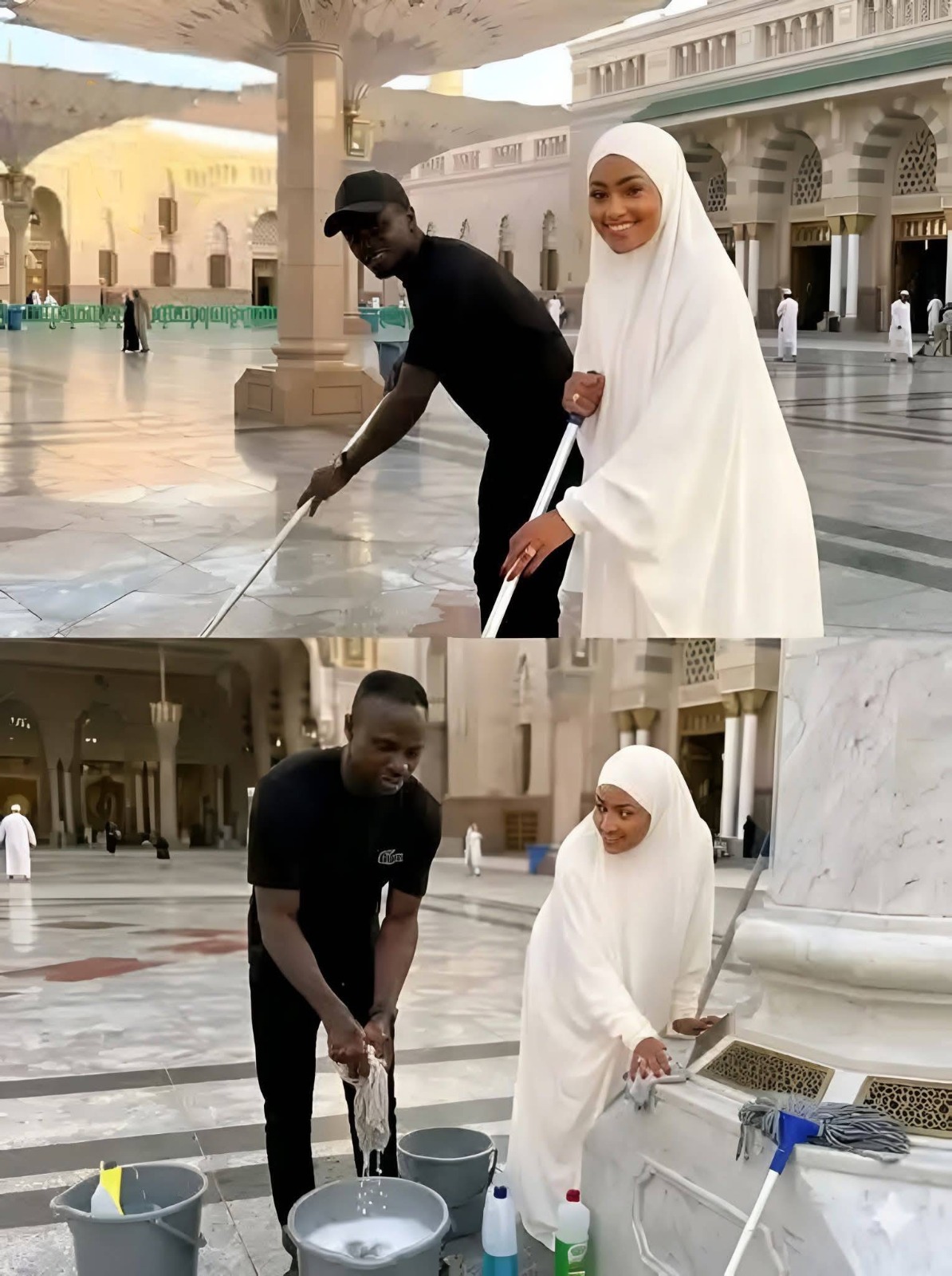 عائشة تامبا.. من هي زوجة ساديو ماني التي خطفت الأنظار في الحرم النبوي ؟