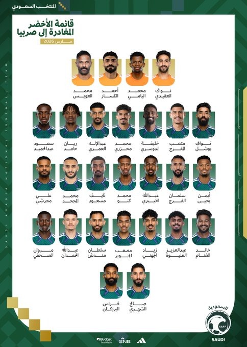 رينارد يعدل خياراته ويستدعى محمد العويس و5 لاعبين لمواجهة صربيا