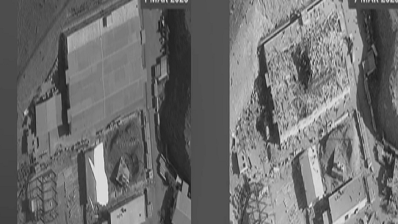 أمريكا تنشر صورا لتدمير قاعدة صواريخ في جبل برجمالي بطهران