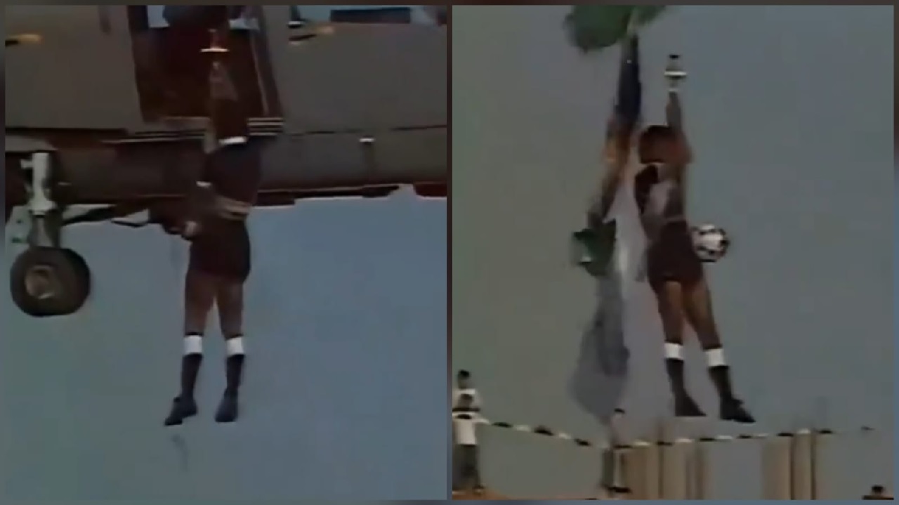 مشاهد إنزال جوي لحكم مباراة الهلال والاتحاد قبل 41 عاما.. فيديو