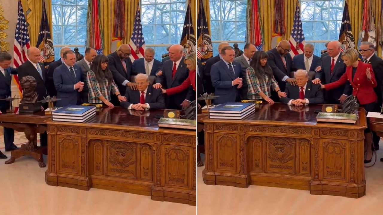 ترامب يستدعي القادة الدينيين في المكتب البيضاوي للدعاء له ولأمريكا.. فيديو