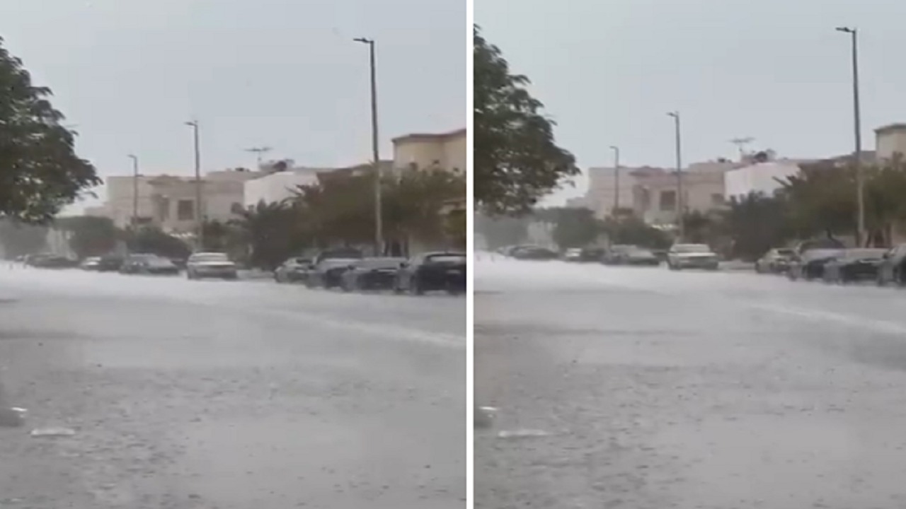 مشهد بديع لهطول أمطار غزيرة على المدينة المنورة.. فيديو