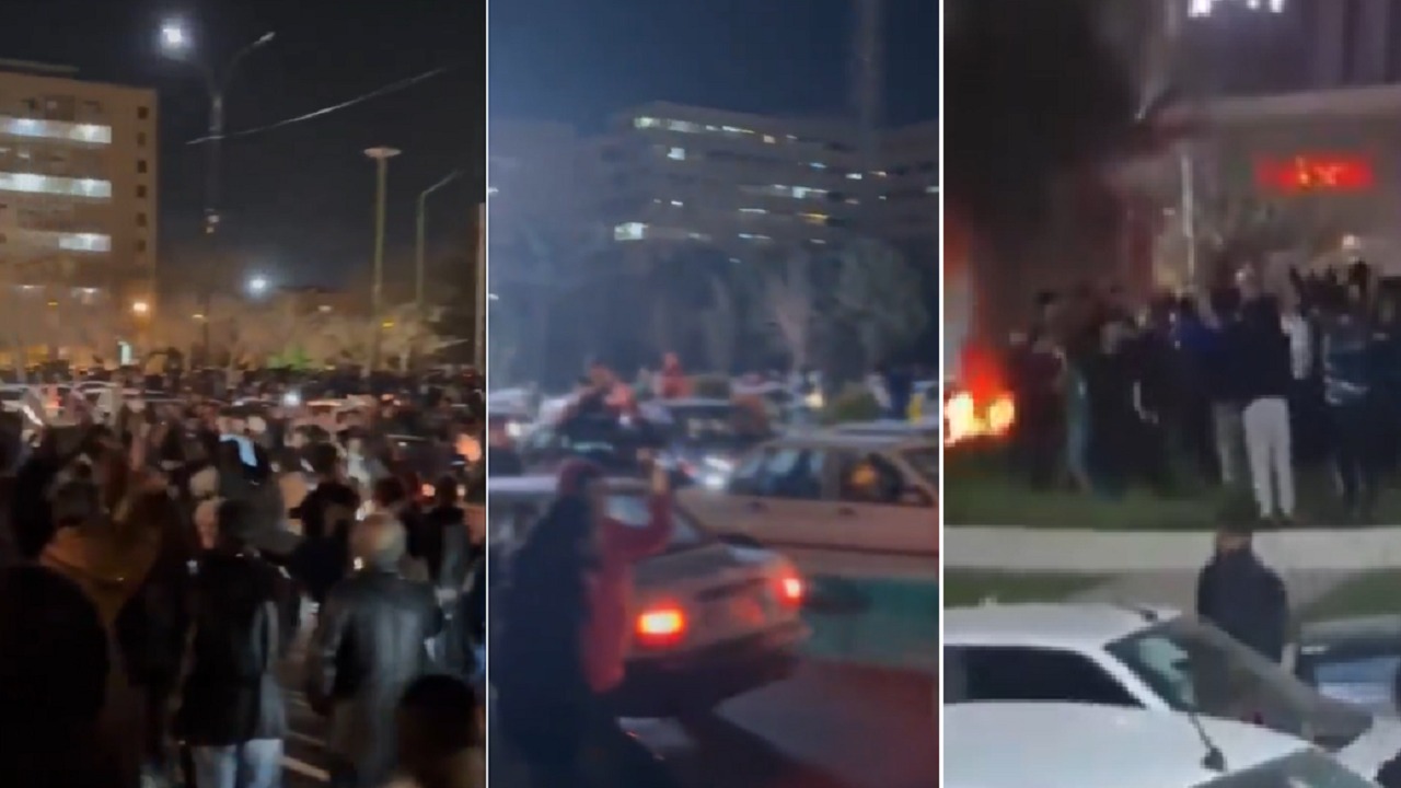 إيرانيون يُسقطون تمثال خامنئي جنوب إيران ويرقصون فرحا في الشوارع.. فيديو