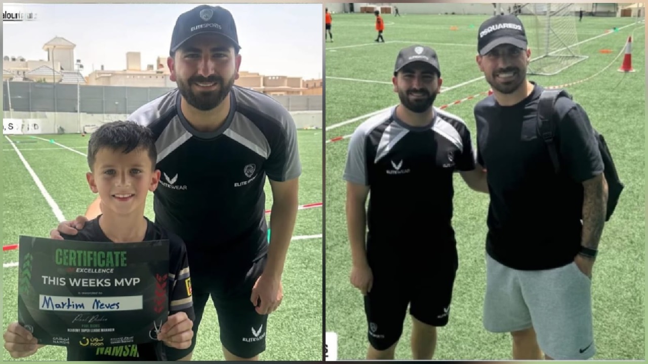 نيفيز يحتفل بتتويج نجله بجائزة أفضل لاعب في الأسبوع