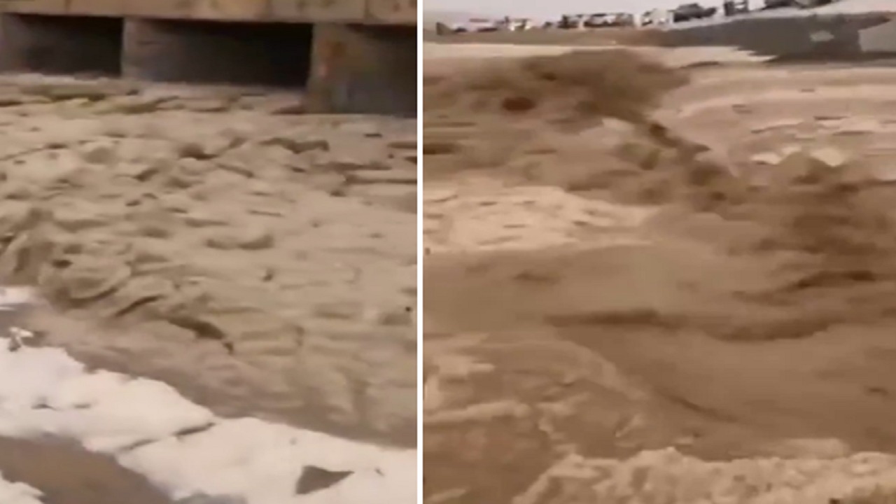 سيل ضخم من البرد في الحريق.. فيديو