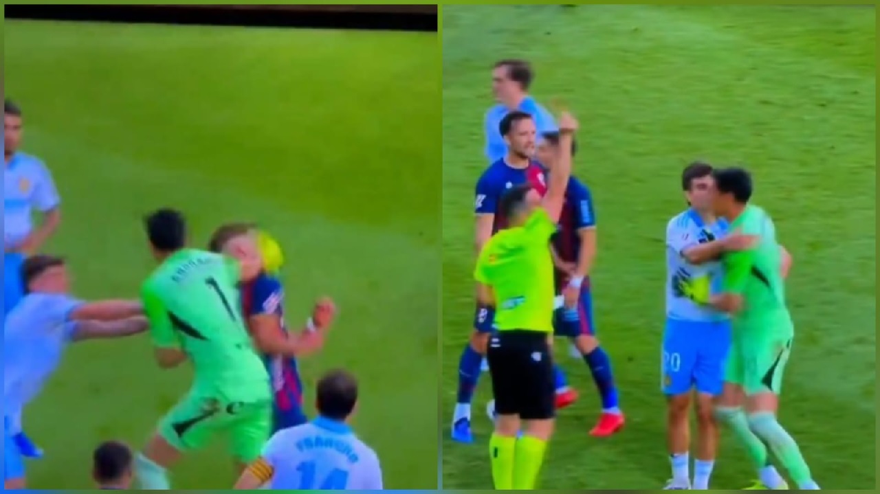بطاقة حمراء تدفع حارسًا للاعتداء على لاعب في الدوري الإسباني.. فيديو
