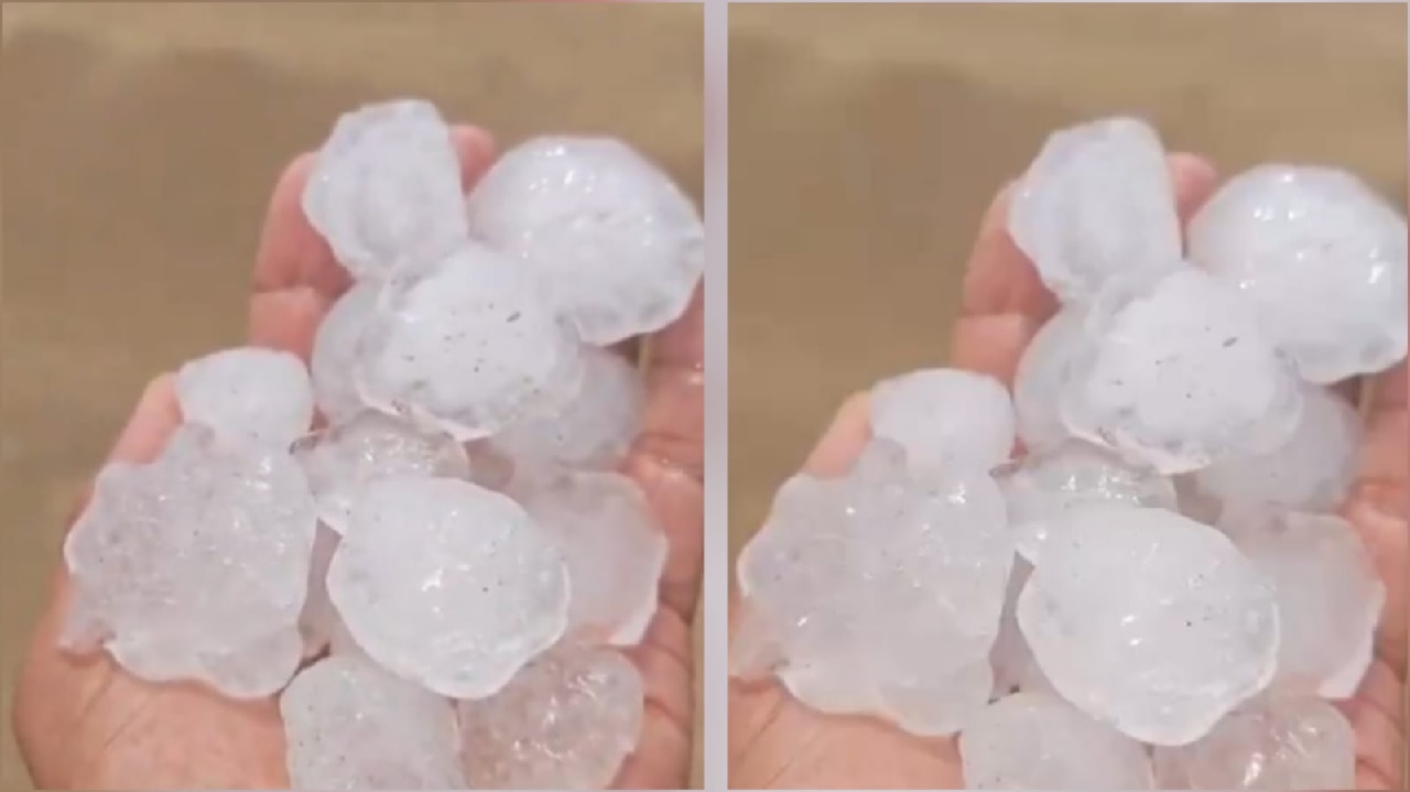 تساقط حبات برد كبيرة شمال بيشة بعسير.. فيديو