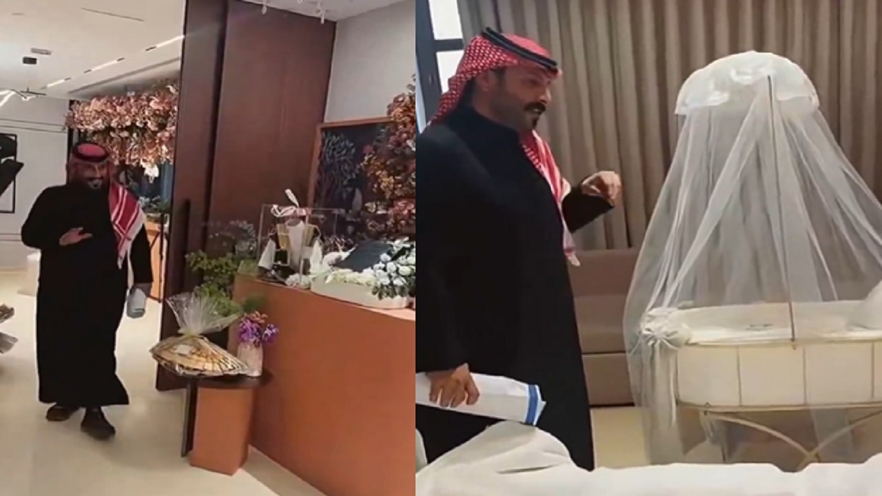 سعيد الزهراني يُقدم هدية لزوجته صالحة بعد الولادة.. فيديو