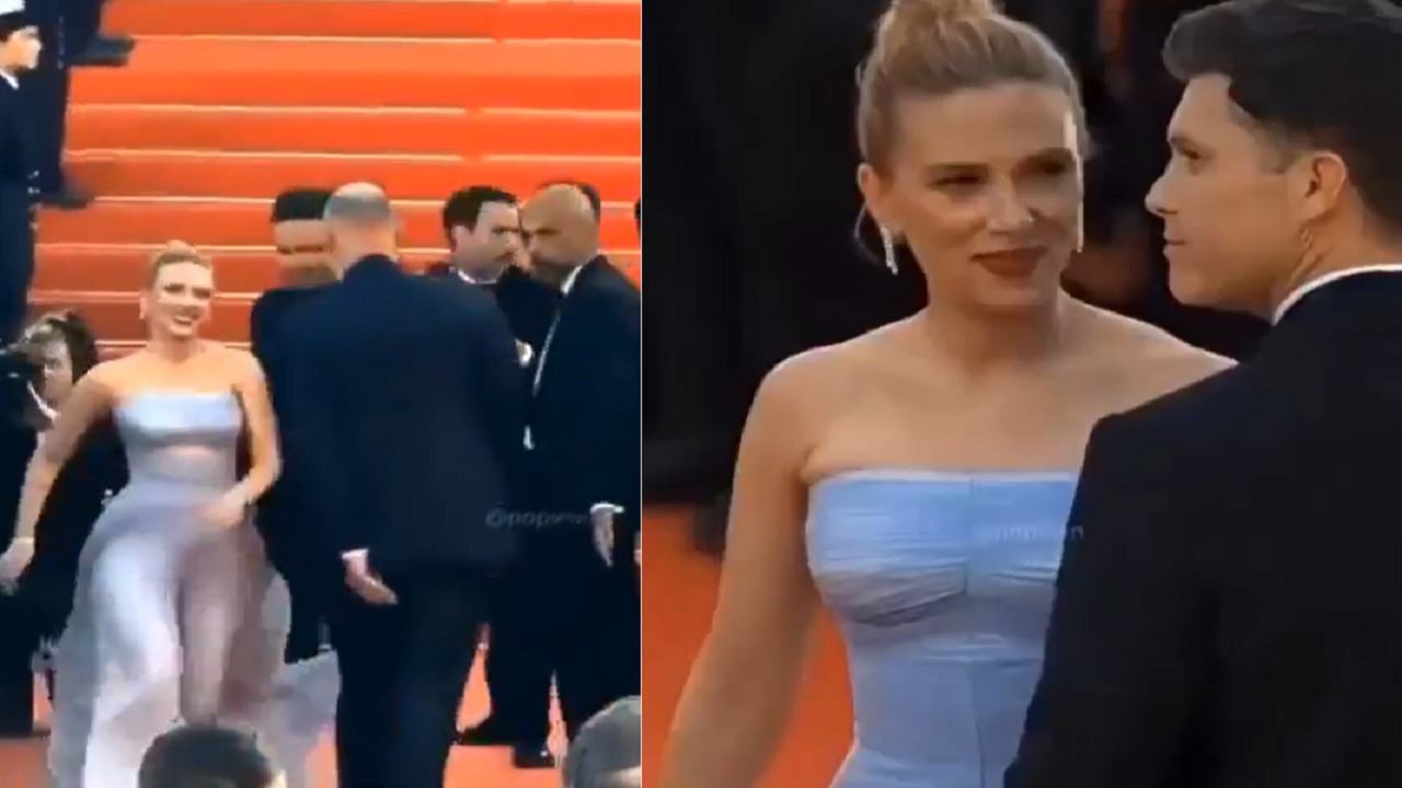 سكارليت جوهانسون تتجاهل الصحفيين وتركض نحو زوجها على السجادة الحمراء.. فيديو