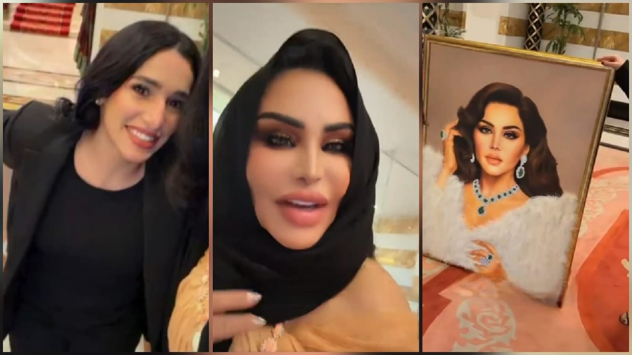 رسامة سعودية تهدي أحلام لوحة مرسومة لها والأخيرة: أوعدك أخليها ببيتي.. فيديو