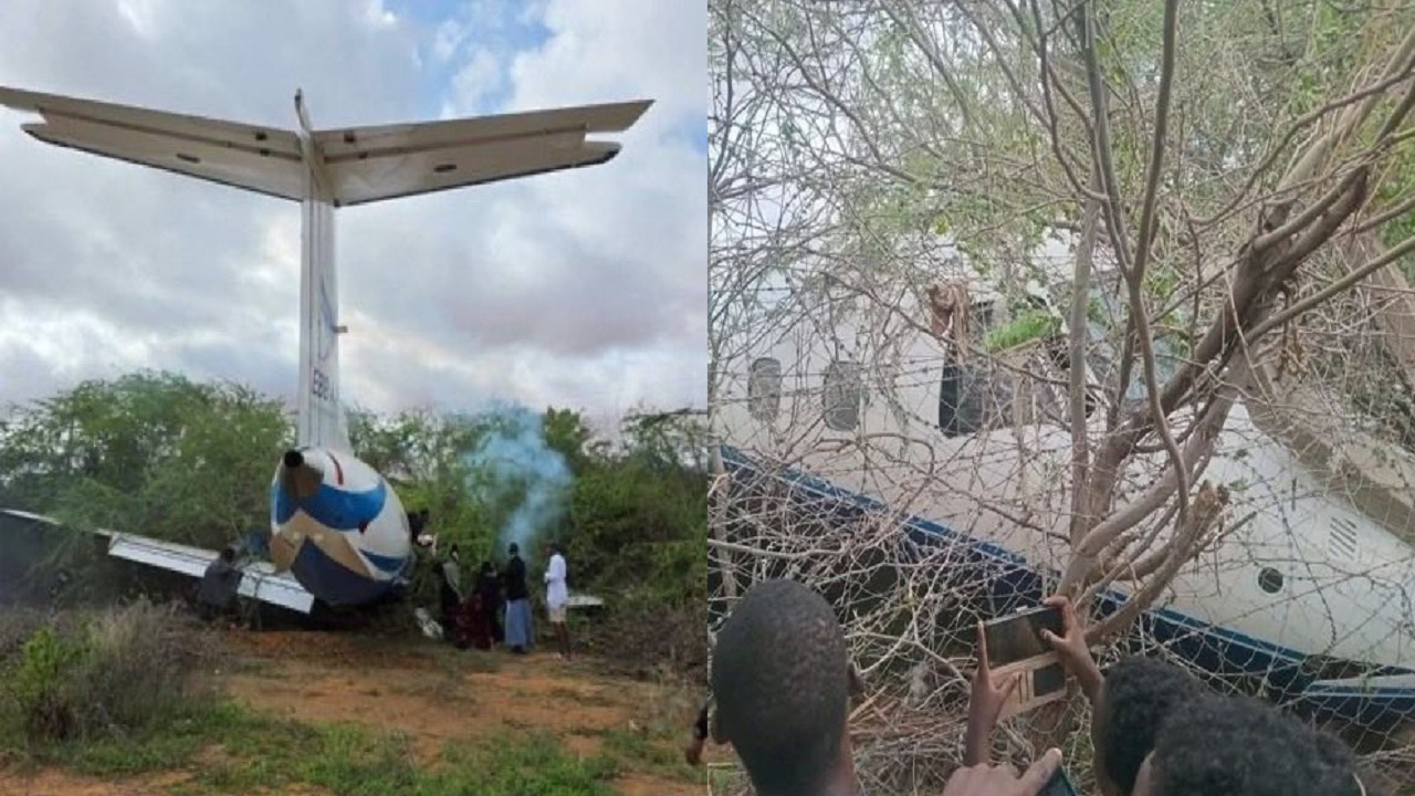 انحراف طائرة عن المدرج بعد هبوطها في كينيا.. صور