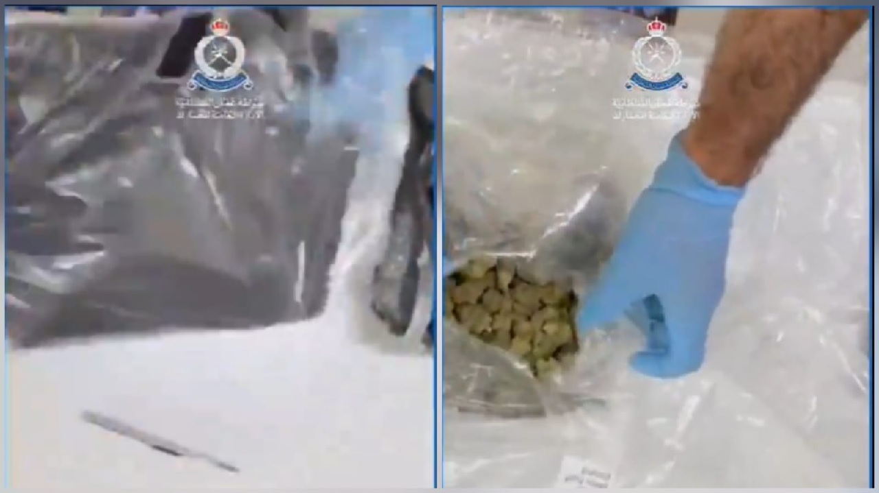 جمارك عُمان تحبط محاولة تهريب مخدرات داخل طرد بريدي.. فيديو
