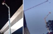 طيار شراعي يعلق برافعة بناء في الصين .. فيديو