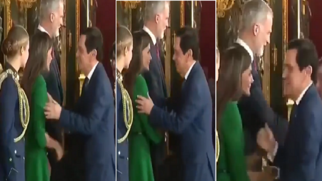ملكة أسبانيا تمنع سفير الدومنيكان من محاولة تقبيلها.. فيديو