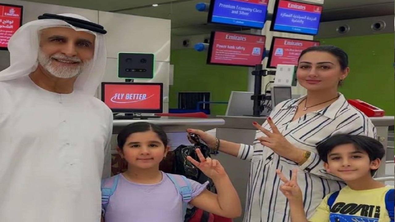 الفنانة هيفاء حسين برفقة عائلتها في المطار