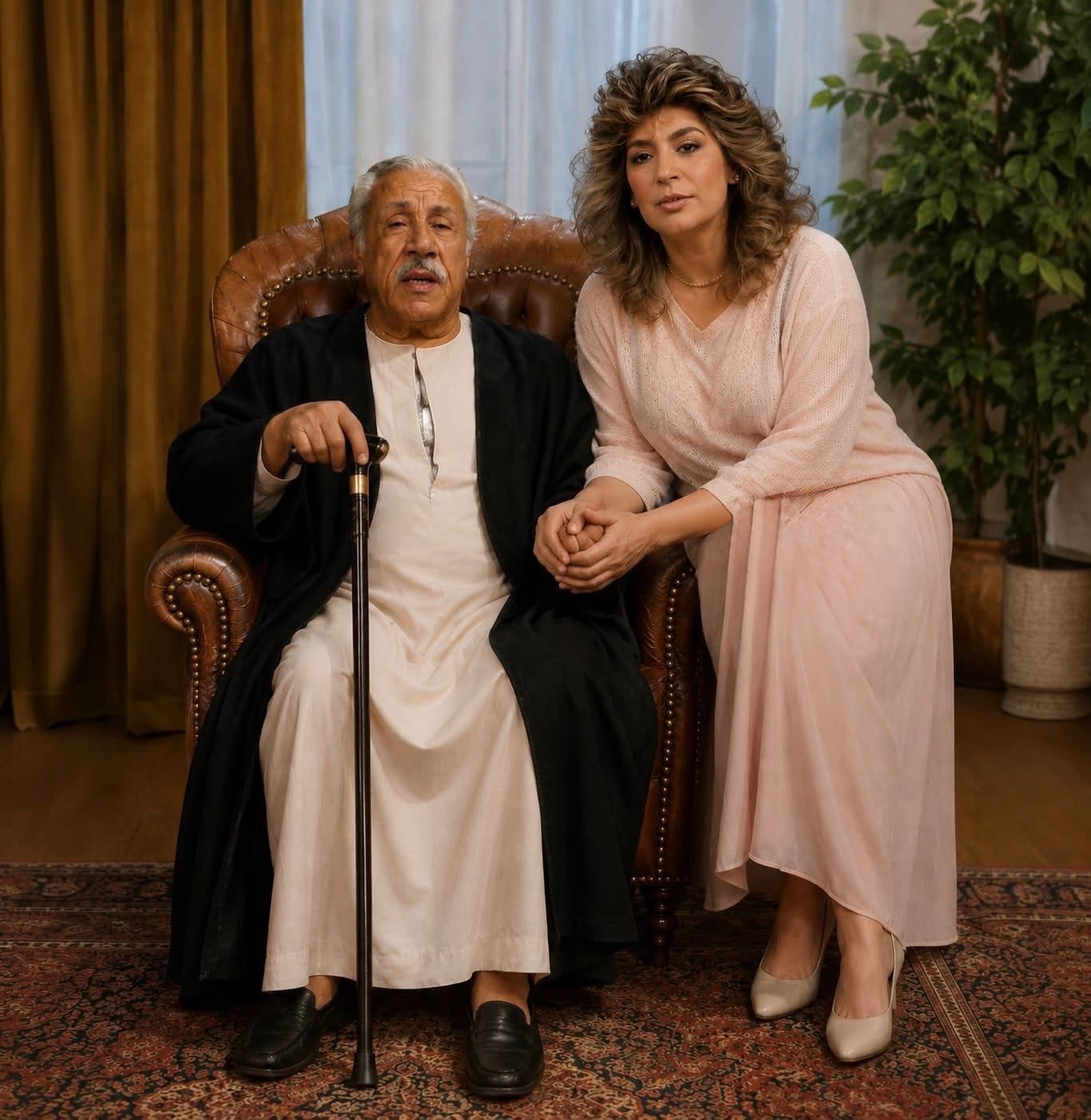 صورة نادرة للفنانة صفاء السبع مع والدها محمد السبع في كواليس أبناء ولكن